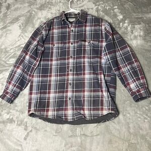 Carhartt Flannel Lined Plaid Work Shirt Jacket Long Sleeve Mens Size Large READ*